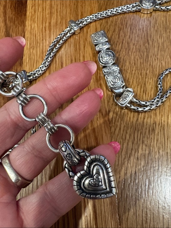 Brighton silver plated chain belt double wheat with hearts chain size Small main image 7